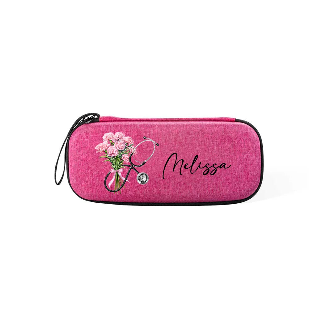 Custom Name Birth Flower Stethoscope Case