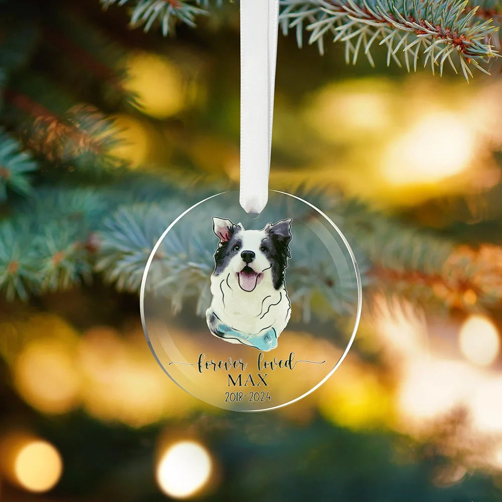 Custom Round Pet Portrait Christmas Tree Ornament