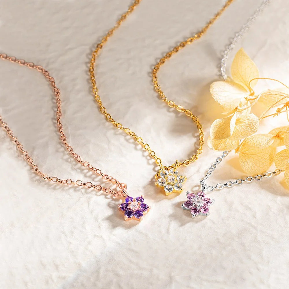 Personalized Floral Birthstone Necklace