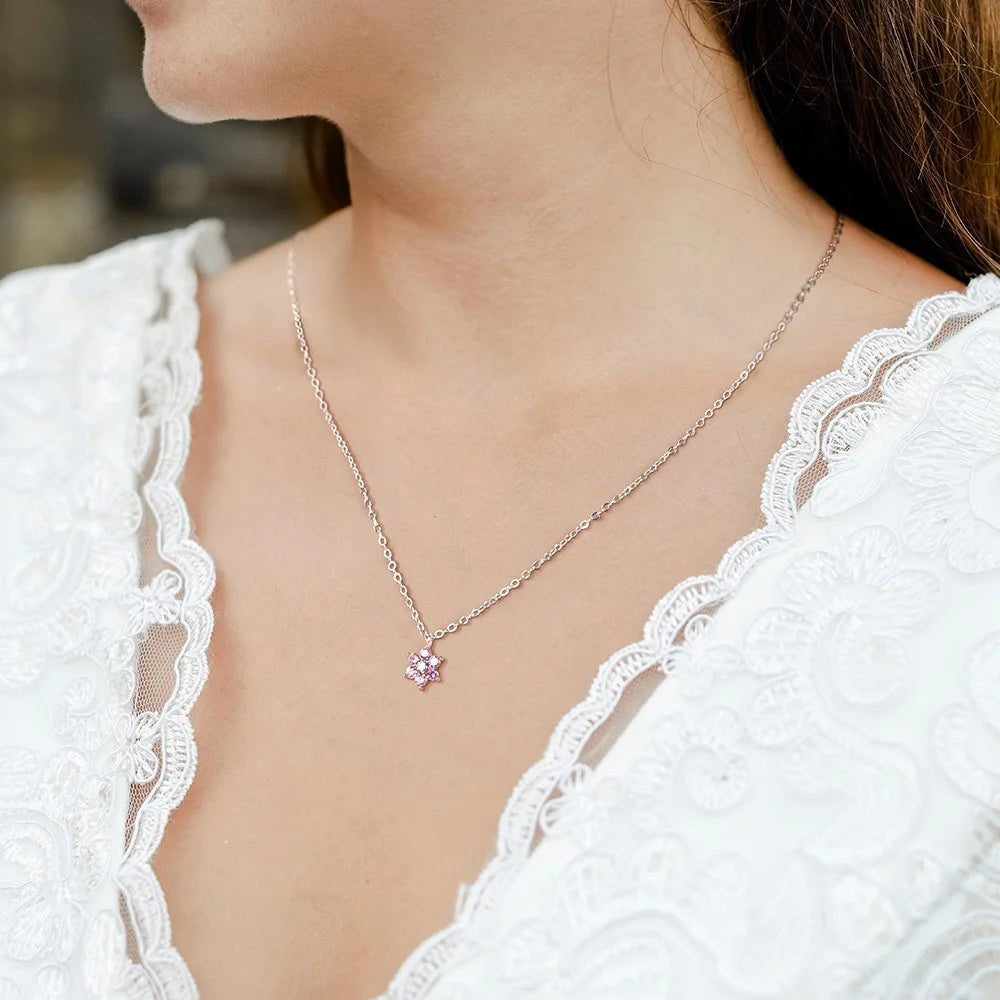 Personalized Floral Birthstone Necklace