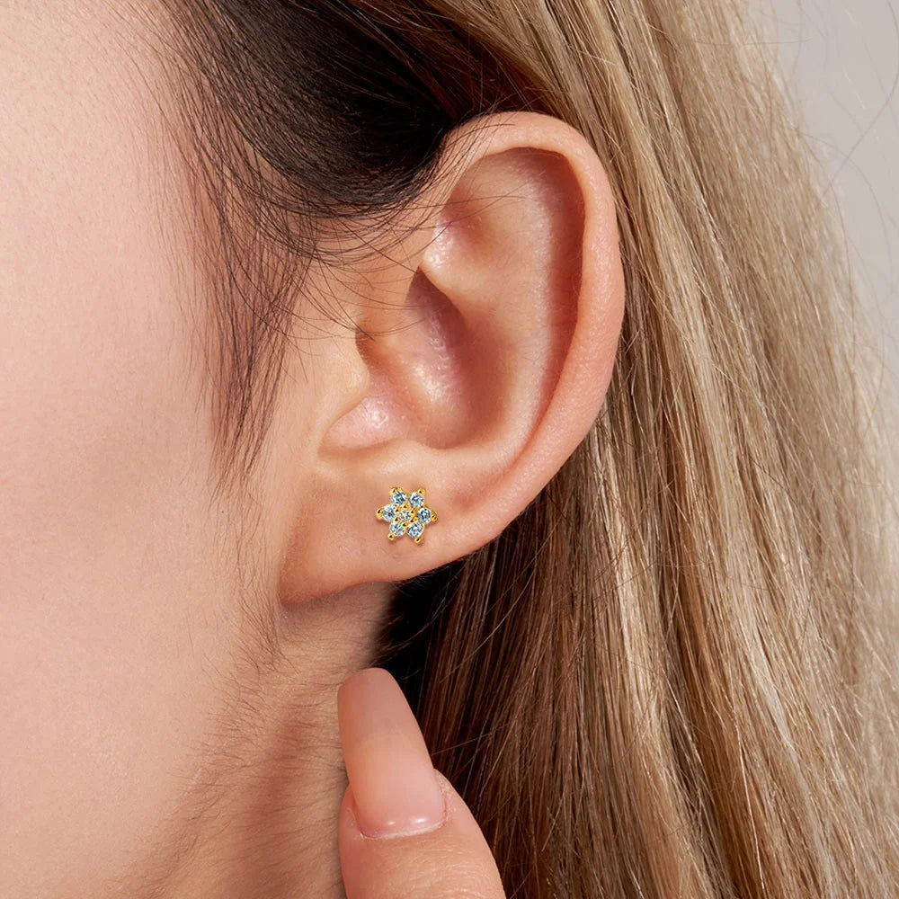 Custom Floral Birthstone Stud Earrings