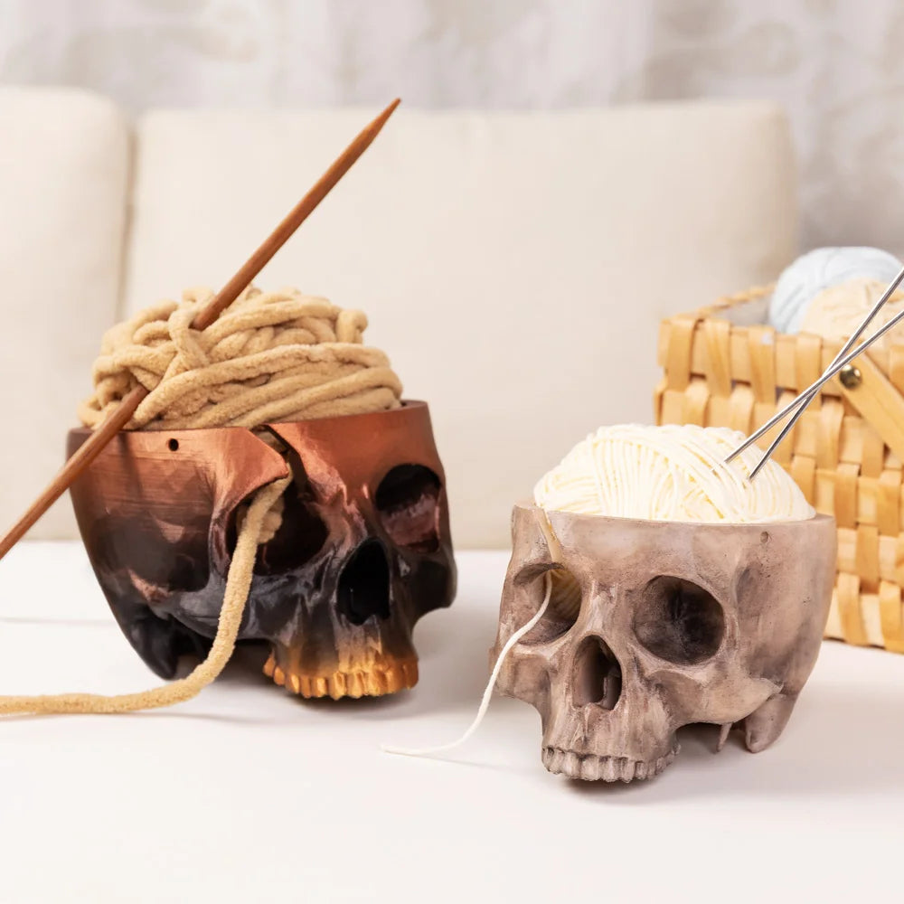 3D Printed Skull Yarn Storage Bowl Holder
