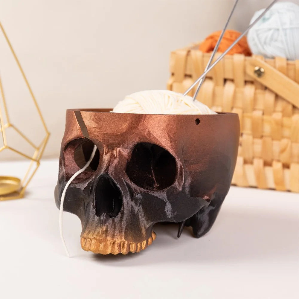 3D Printed Skull Yarn Storage Bowl Holder