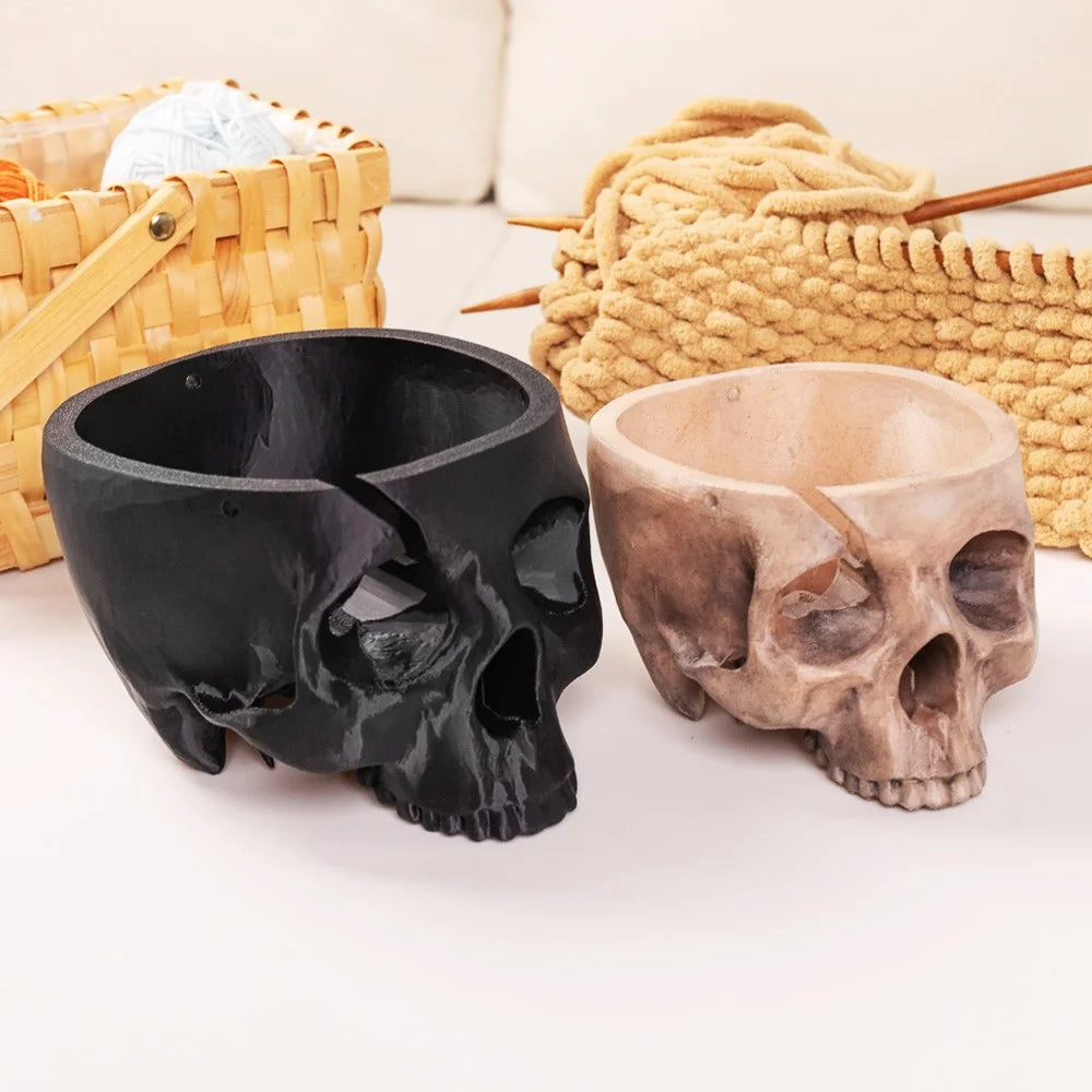 3D Printed Skull Yarn Storage Bowl Holder