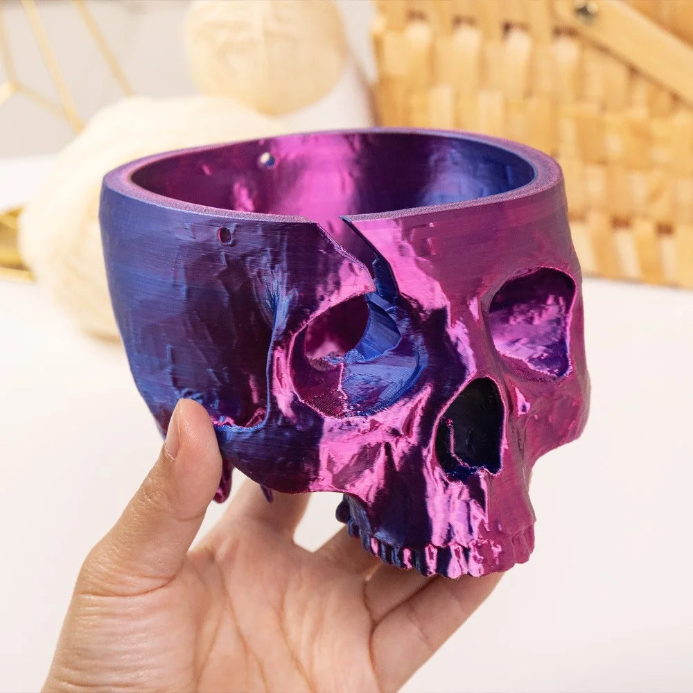 3D Printed Skull Yarn Storage Bowl Holder