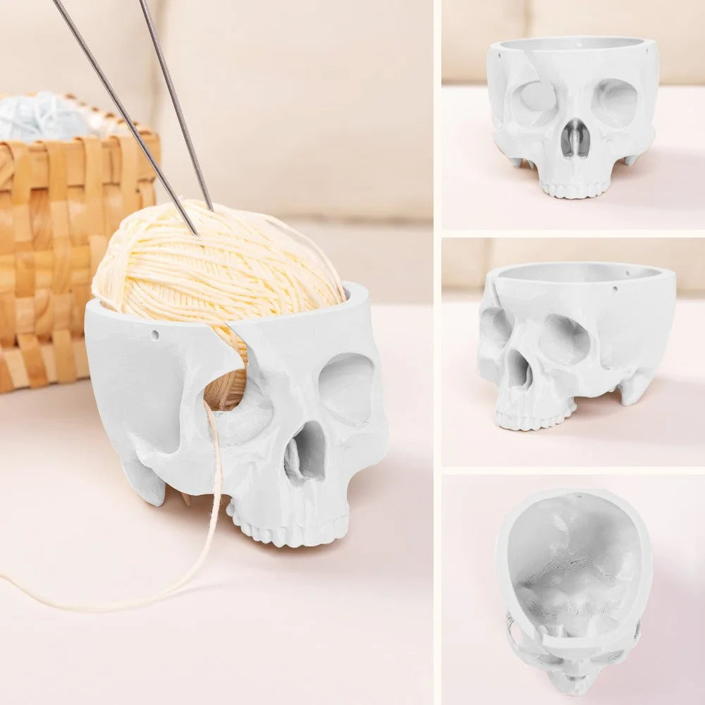 3D Printed Skull Yarn Storage Bowl Holder