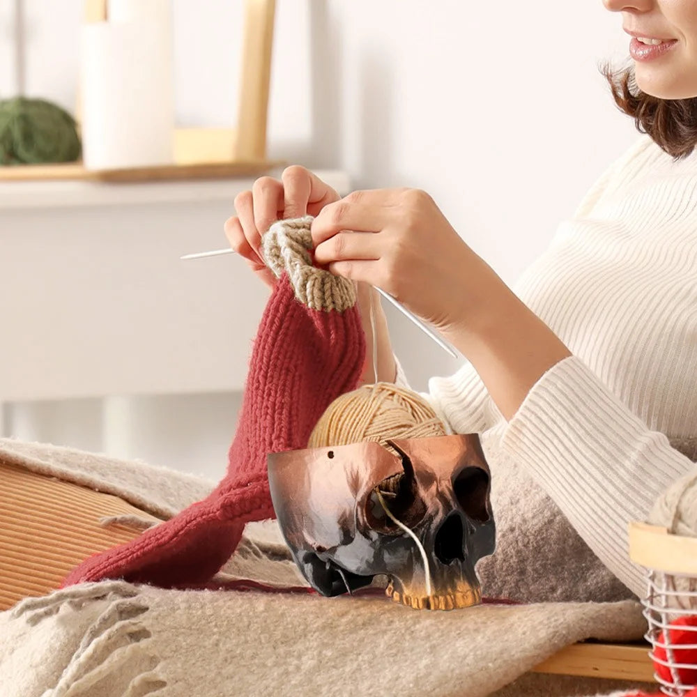 3D Printed Skull Yarn Storage Bowl Holder