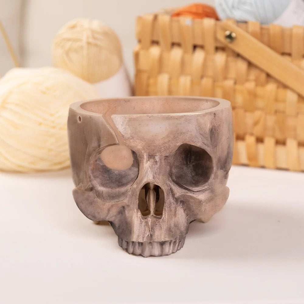 3D Printed Skull Yarn Storage Bowl Holder