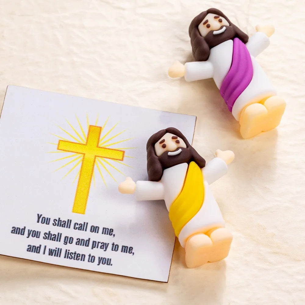 Miniature Jesus Figurine with Bible Verse Card