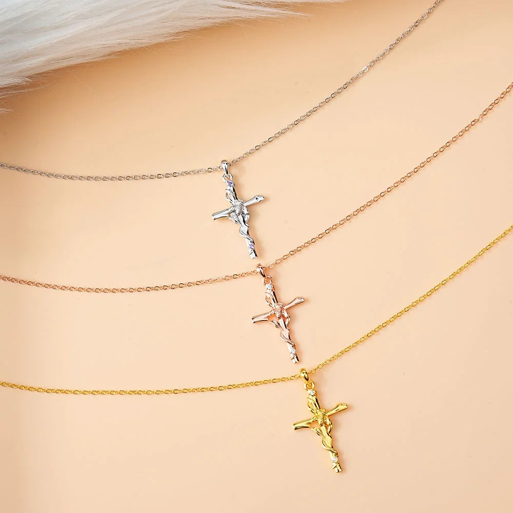 Cross Bee Necklace with Birthstone