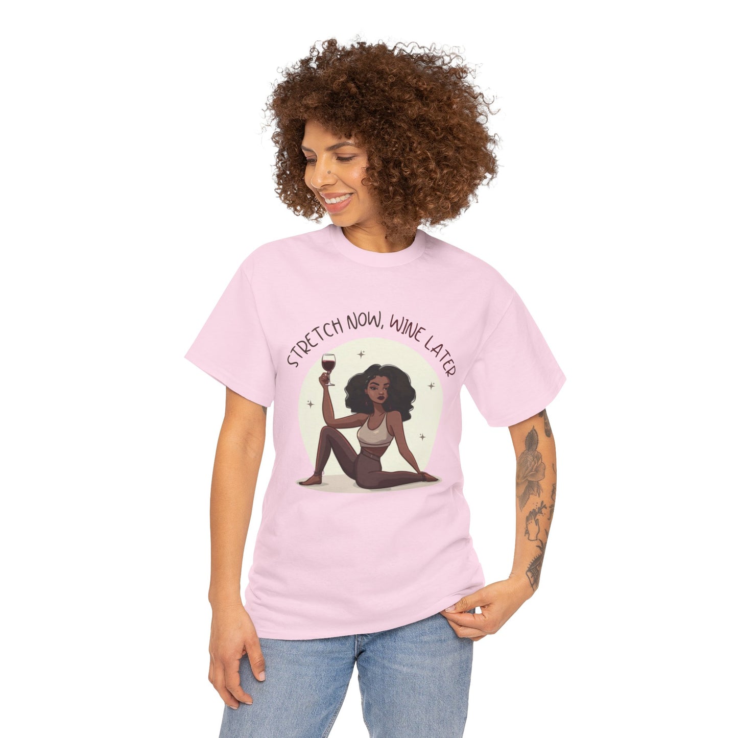 Yoga and Wine Lover Graphic T-Shirt (Black)