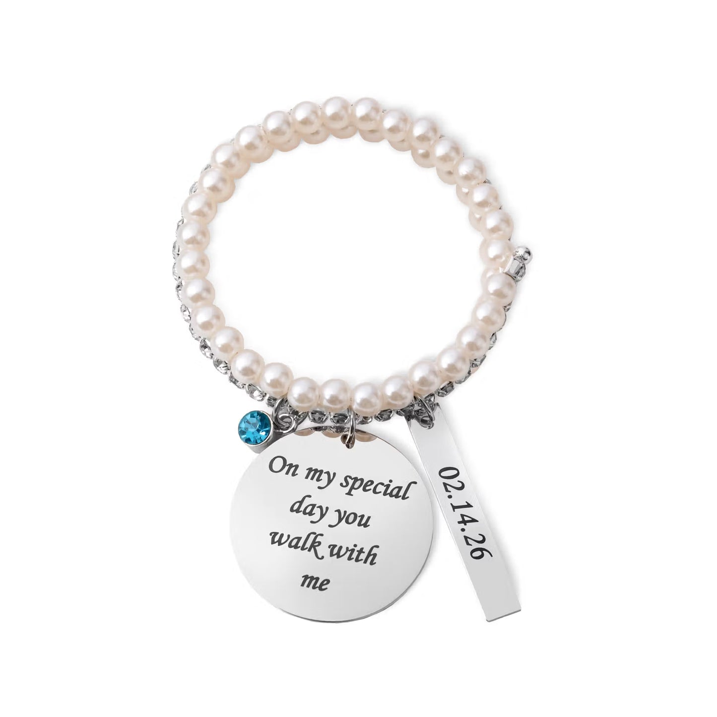 Custom Text Pearl Bouquet Charm