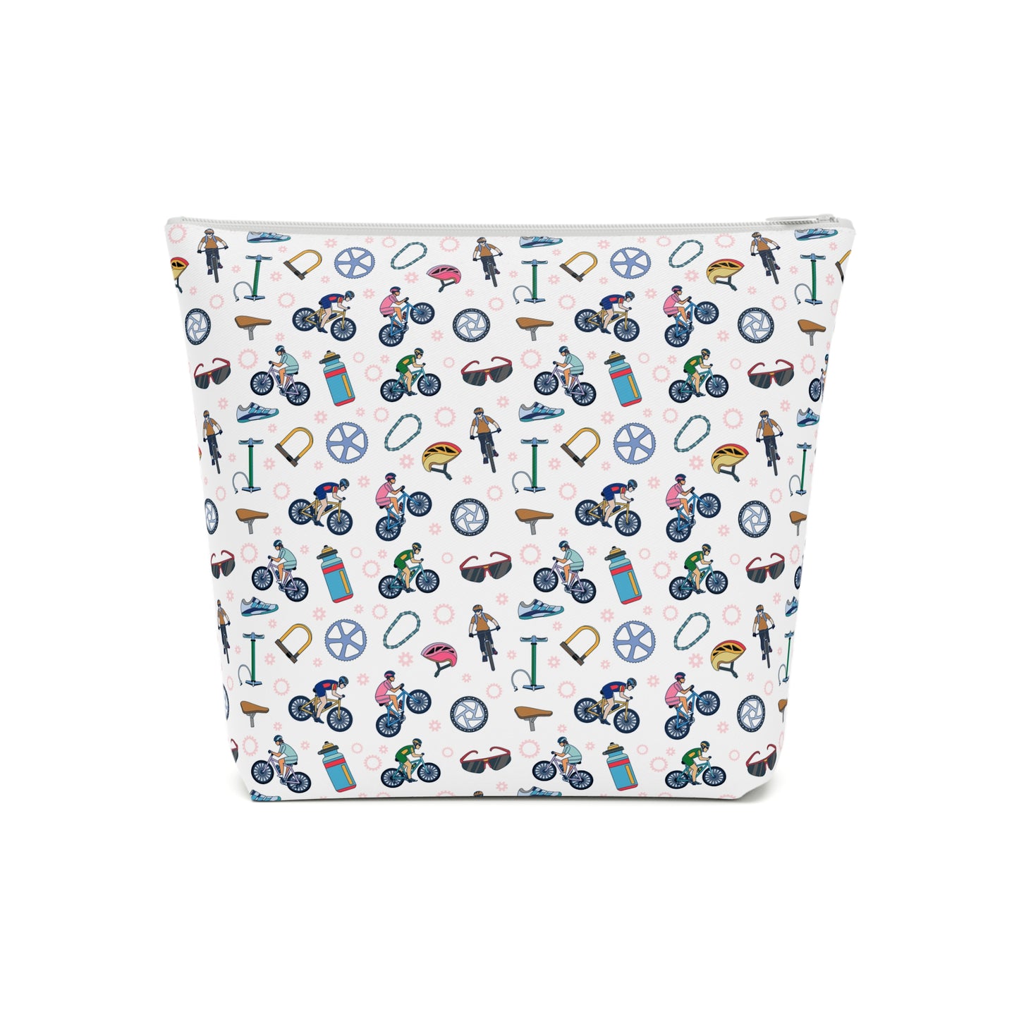 Mountain Biking Print Cotton Cosmetic Bag/Makeup Organizer & Travel Pouch