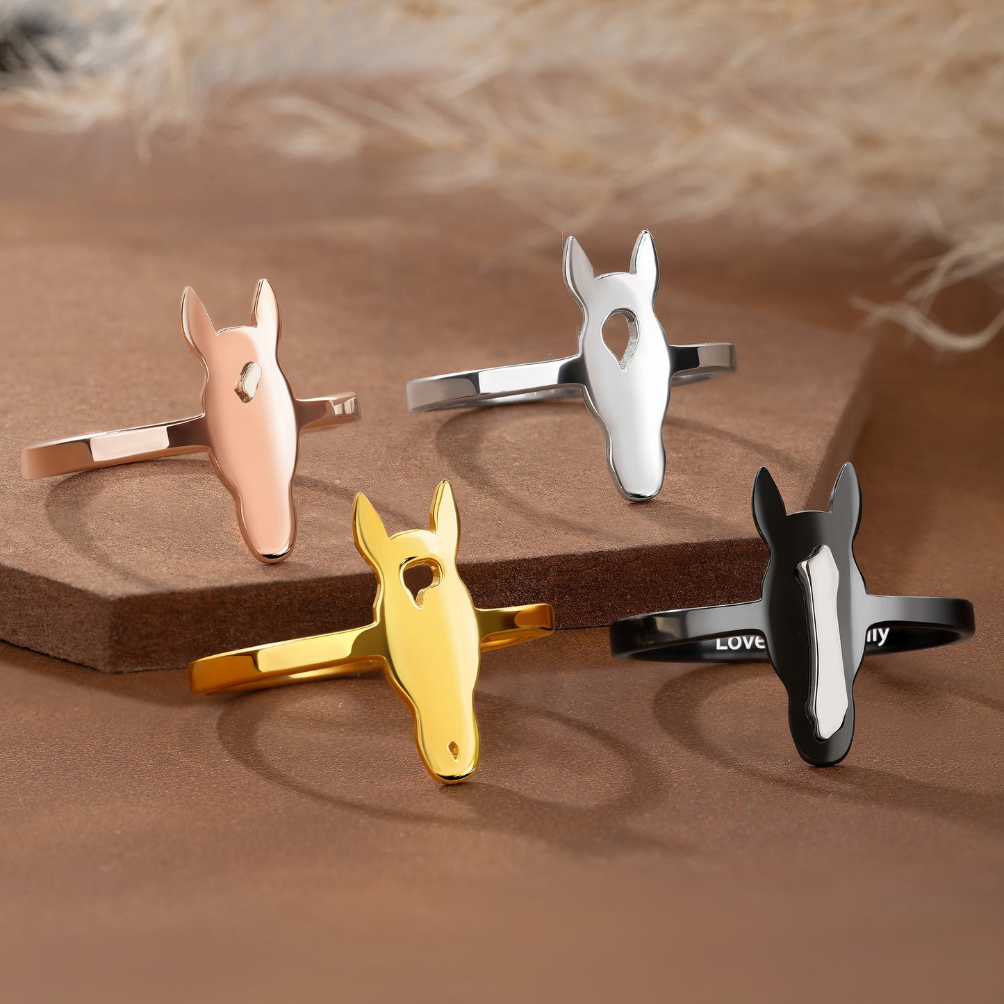 Personalized Horse Head Silhouette Cutout Ring