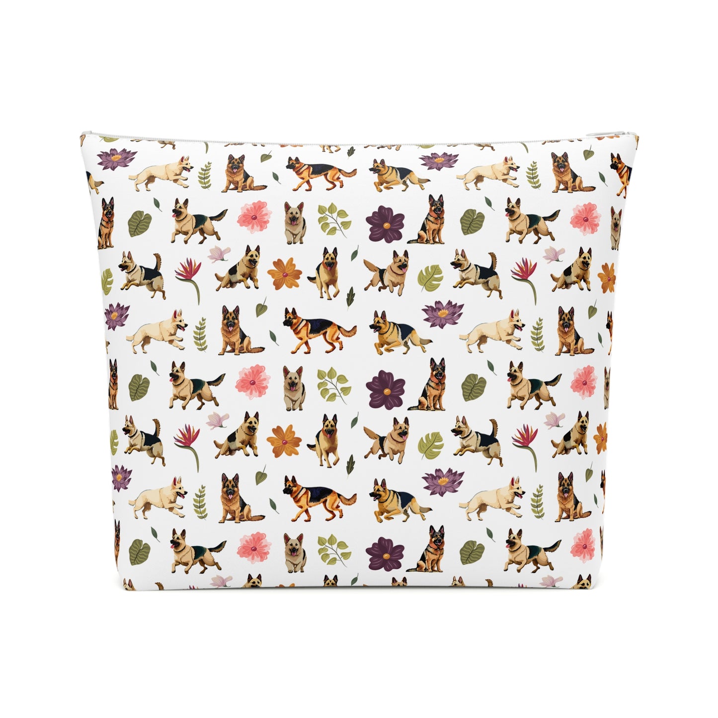 German Shepherd Print Cotton Cosmetic Bag/Makeup Organizer & Travel Pouch