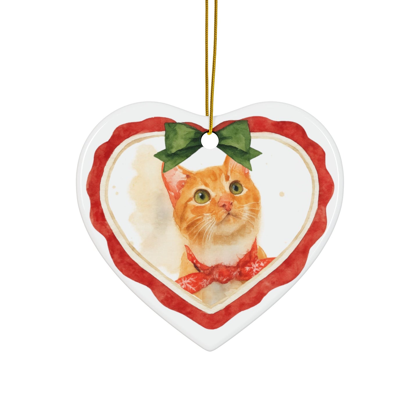 Pet Watercolor Christmas Personalized Heart Tree Ornament