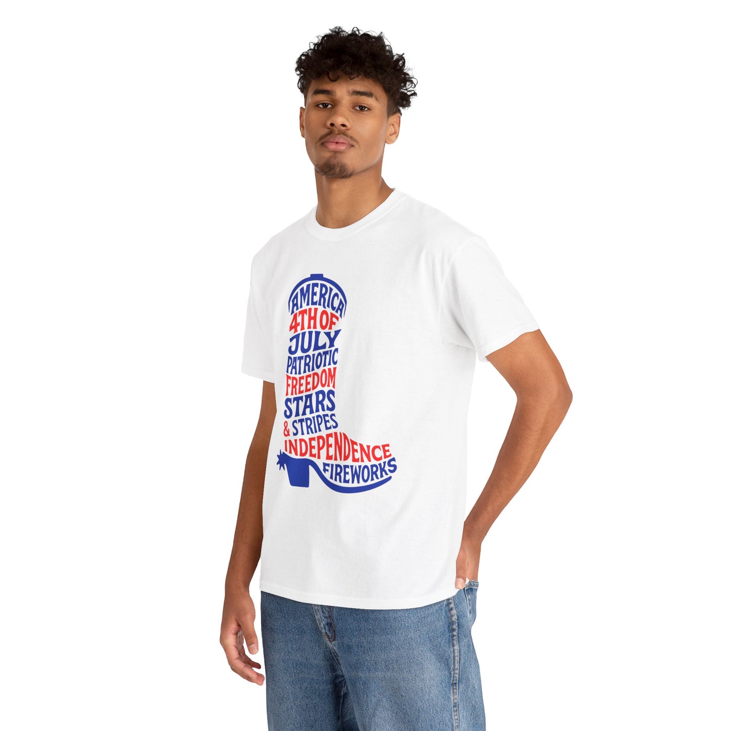 4th of July Cowboy Boot Words Graphic T-Shirt