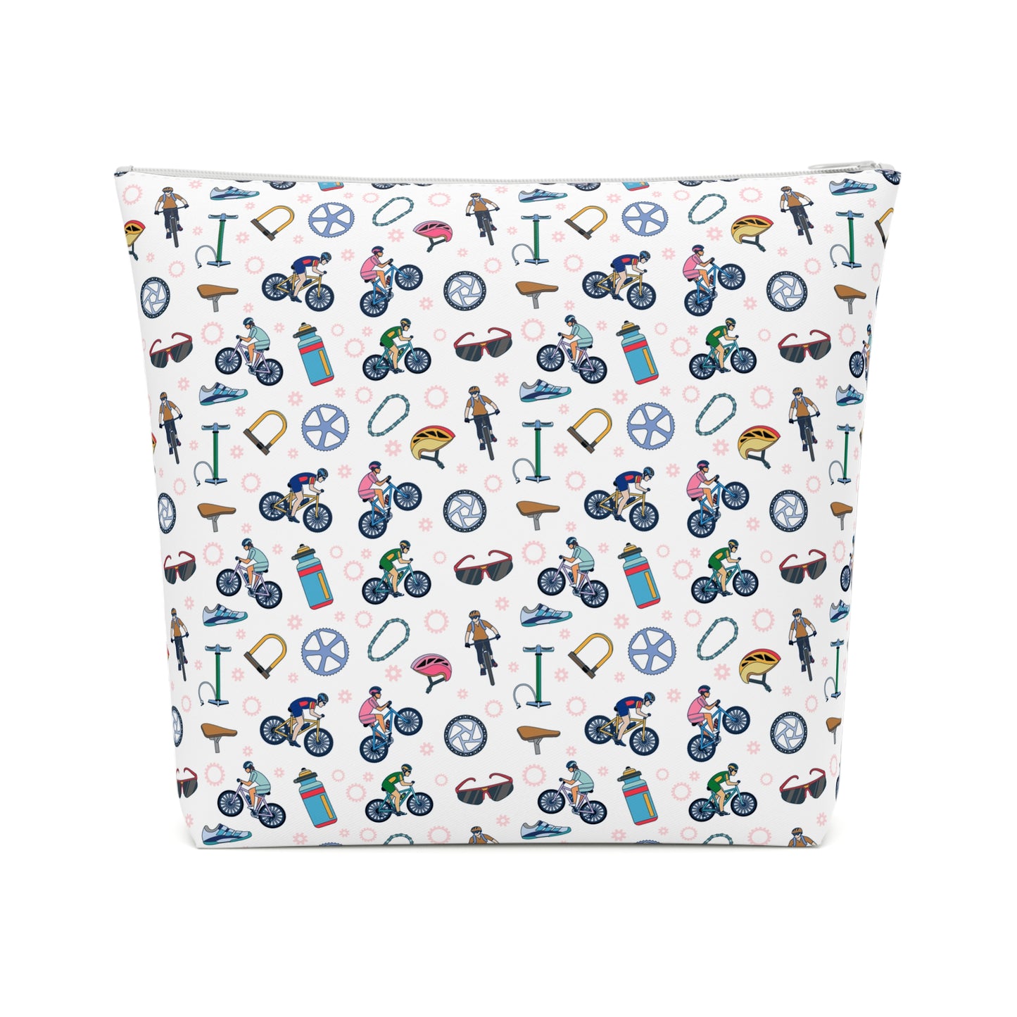 Mountain Biking Print Cotton Cosmetic Bag/Makeup Organizer & Travel Pouch