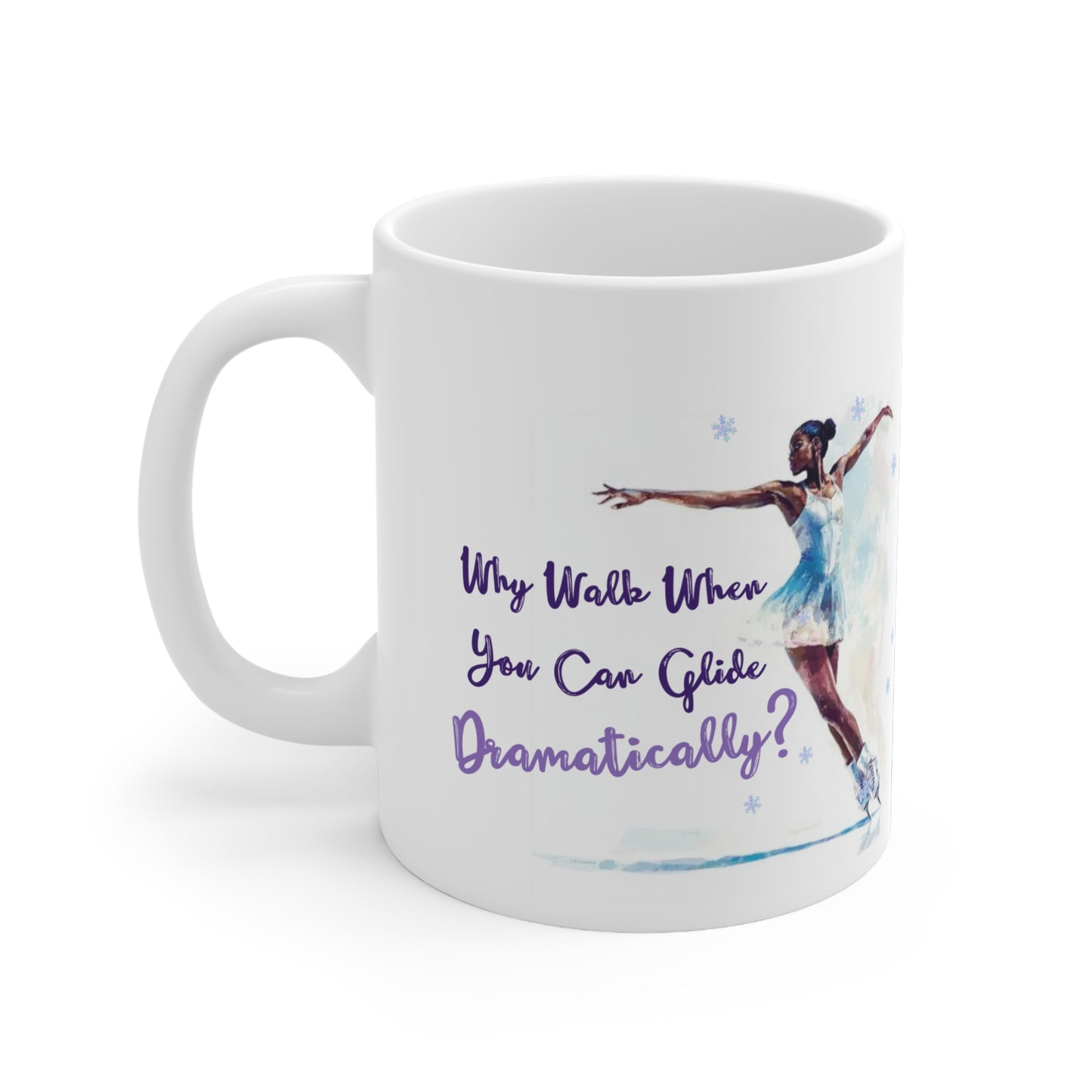 Glide Dramatically (Black) Ice Skating Themed 11oz Ceramic Mug