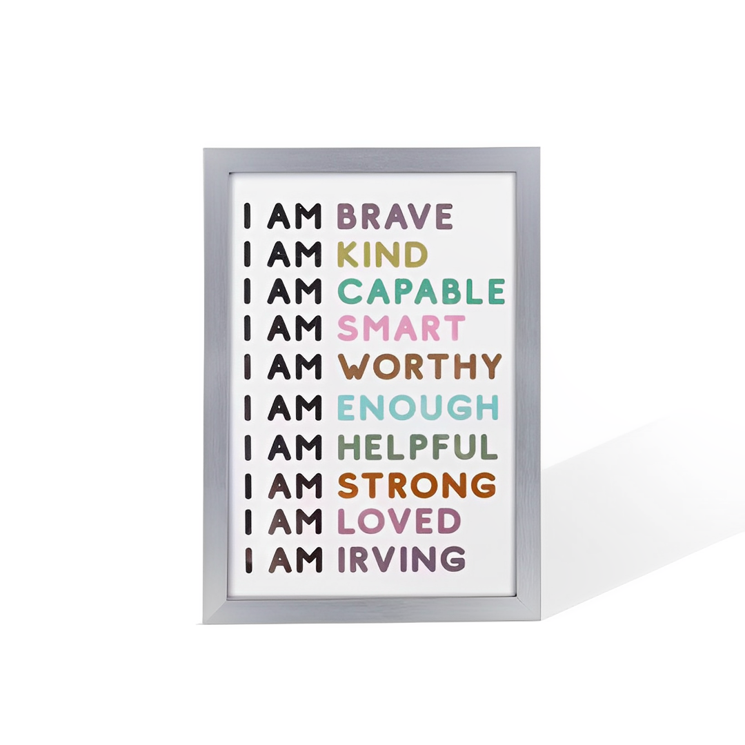 Framed Positive Affirmations Poster with Custom Name