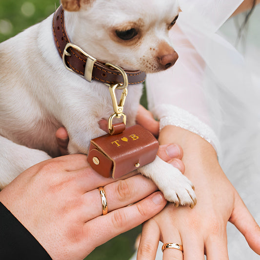 Personalized Wedding Ring Bearer Pouch for Dogs with Collar Attachment