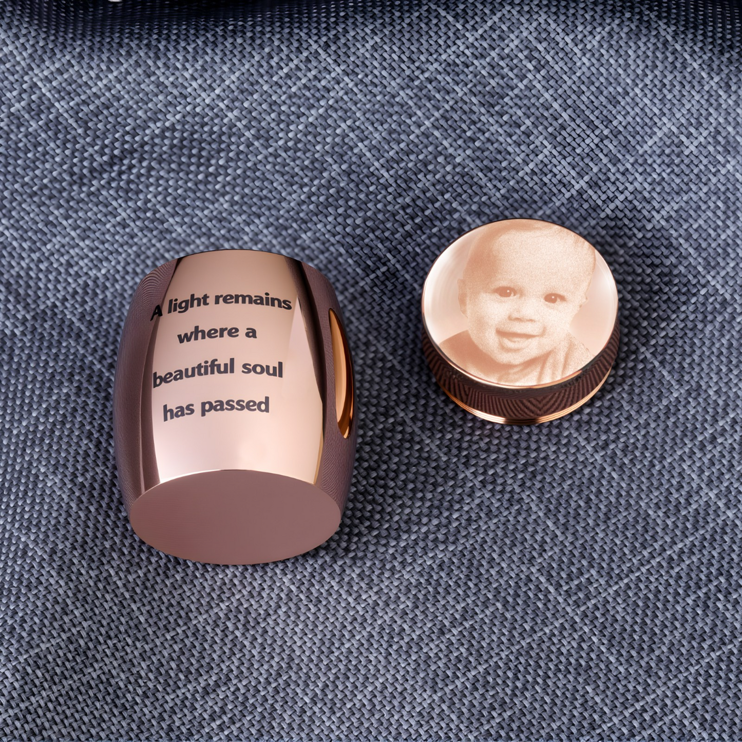 Personalized Engraved Mini Urn for Human Ashes with Photo & Message