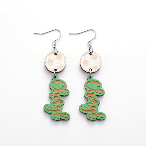 Personalized Name Wooden Sports Earrings