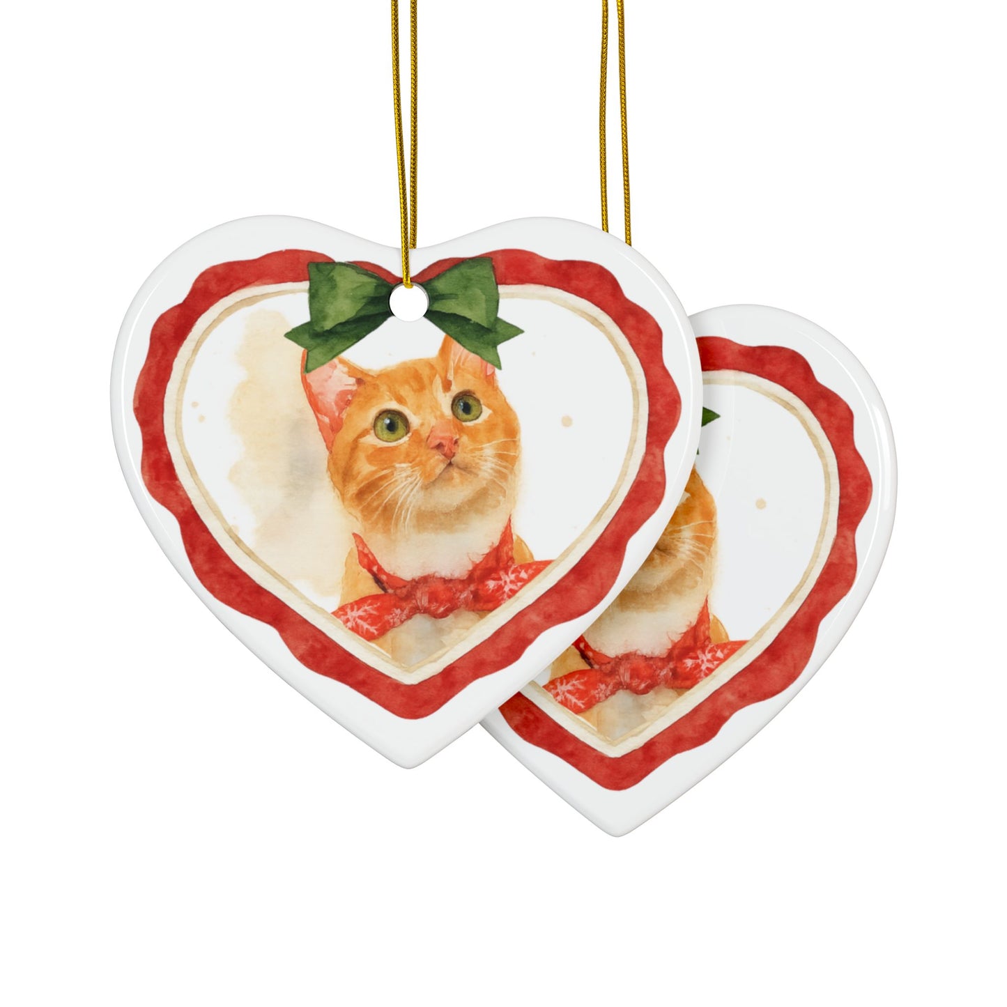 Pet Watercolor Christmas Personalized Heart Tree Ornament