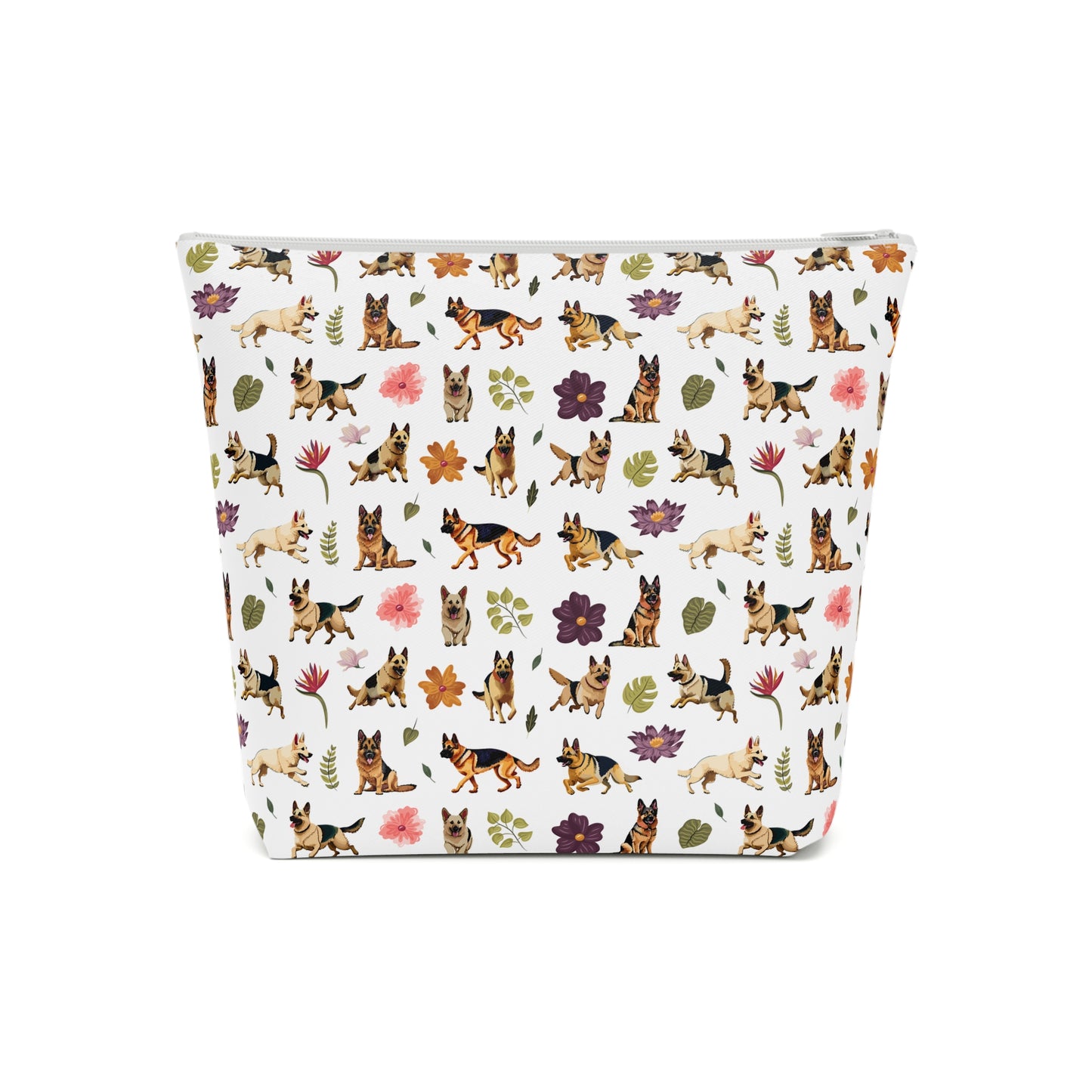 German Shepherd Print Cotton Cosmetic Bag/Makeup Organizer & Travel Pouch