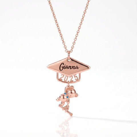 Custom Name Graduation Bear Necklace