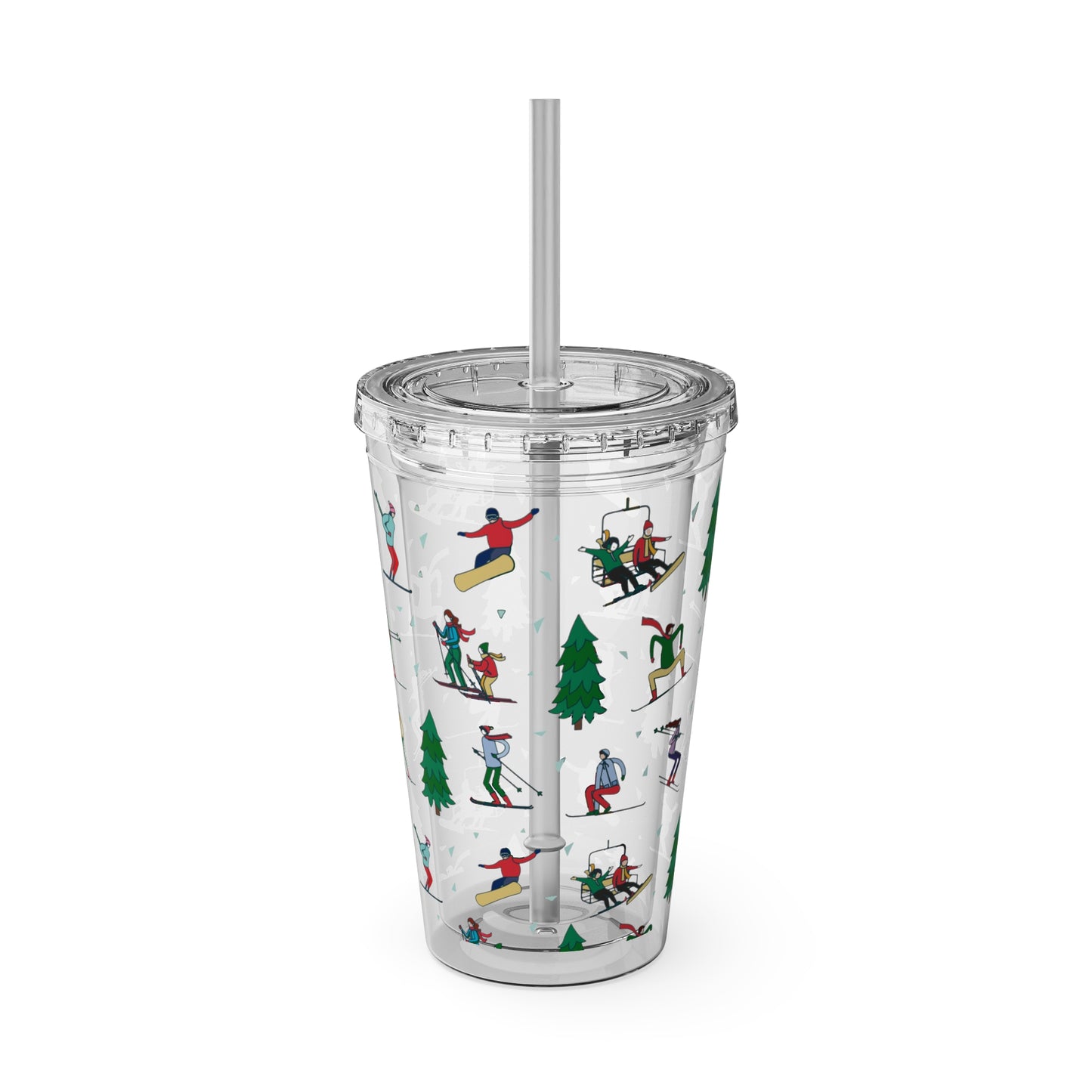 Ski Winter Landscape Themed 16oz Tumbler with Straw