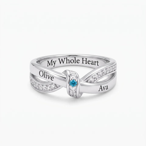 Personalized Family Name Ring with Birthstones