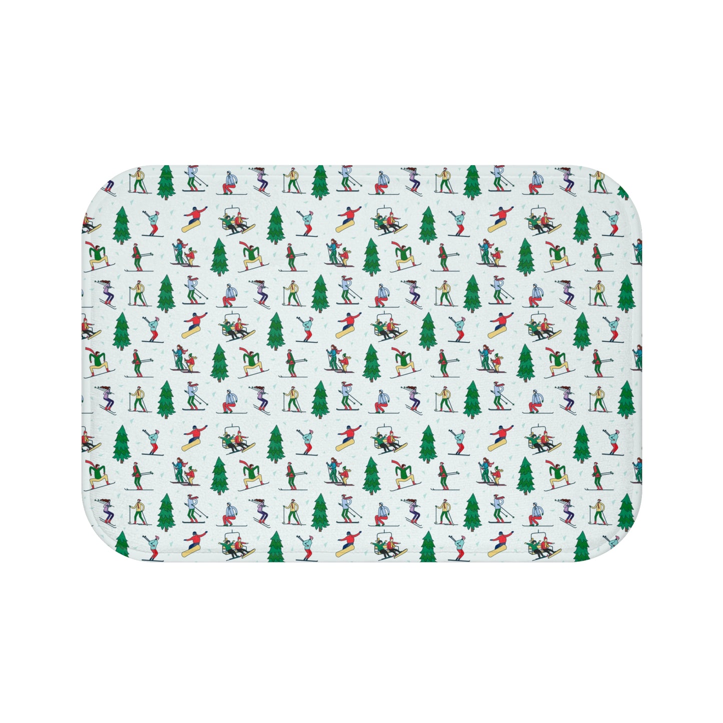 Ski Themed Winter Landscape Print Bath Mat