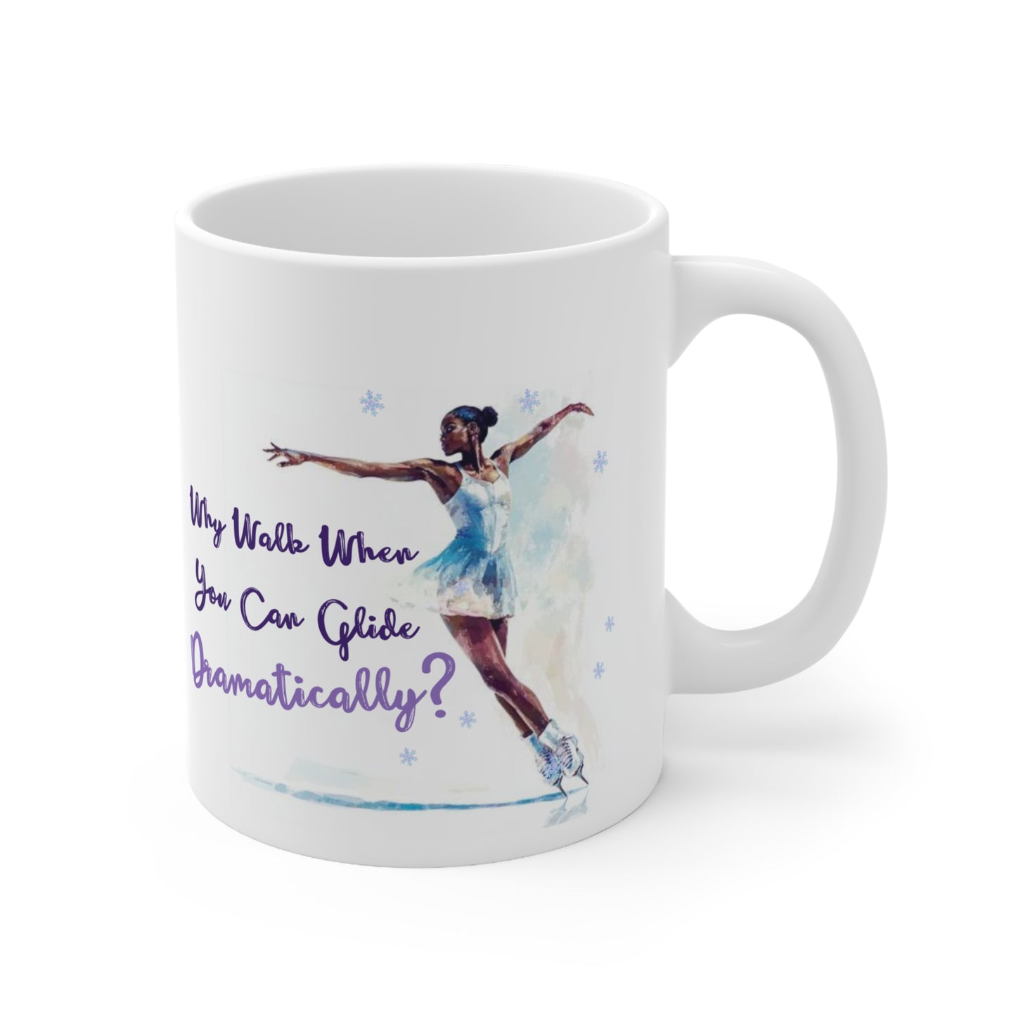 Glide Dramatically (Black) Ice Skating Themed 11oz Ceramic Mug