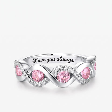 Personalized Twist Band Birthstone Ring