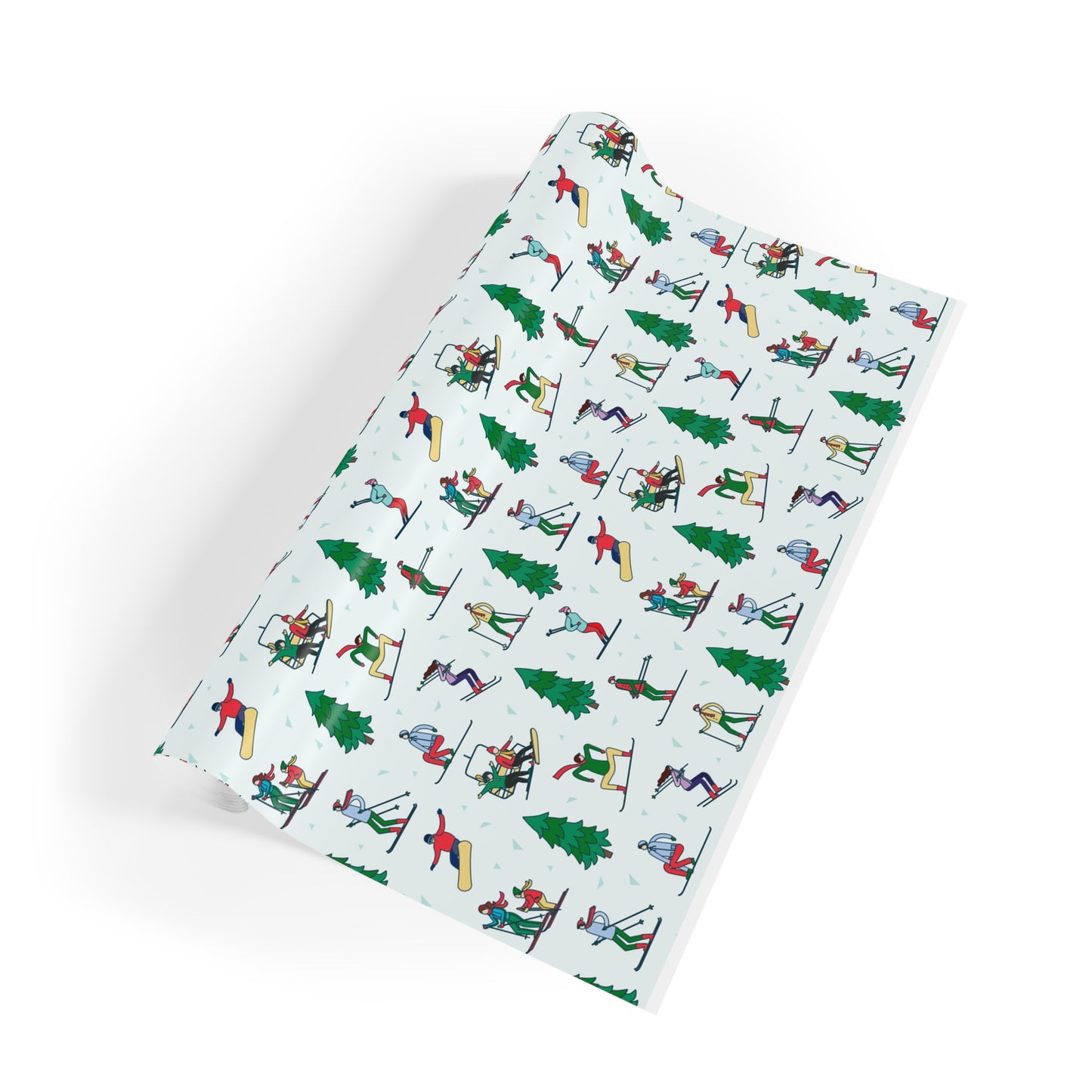 Ski Themed Winter Landscape Print Gift Wrapping Paper Roll