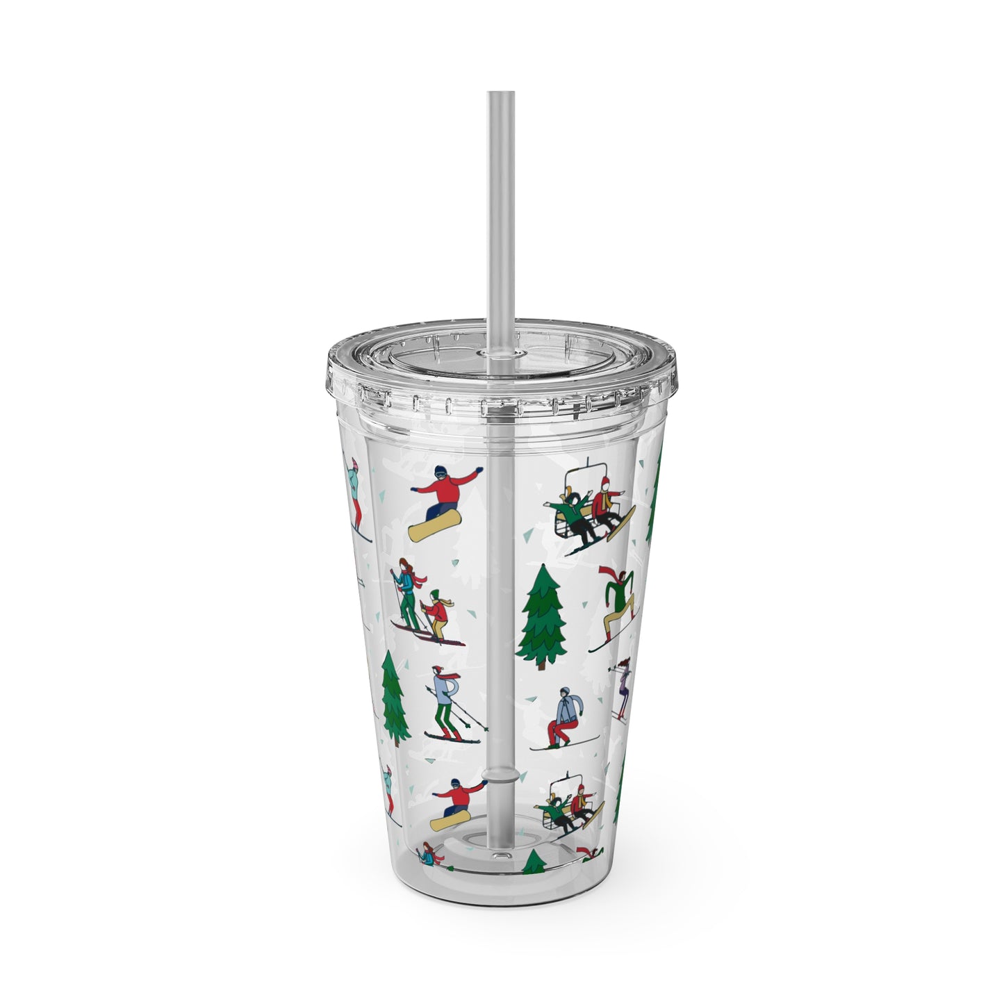 Ski Winter Landscape Themed 16oz Tumbler with Straw