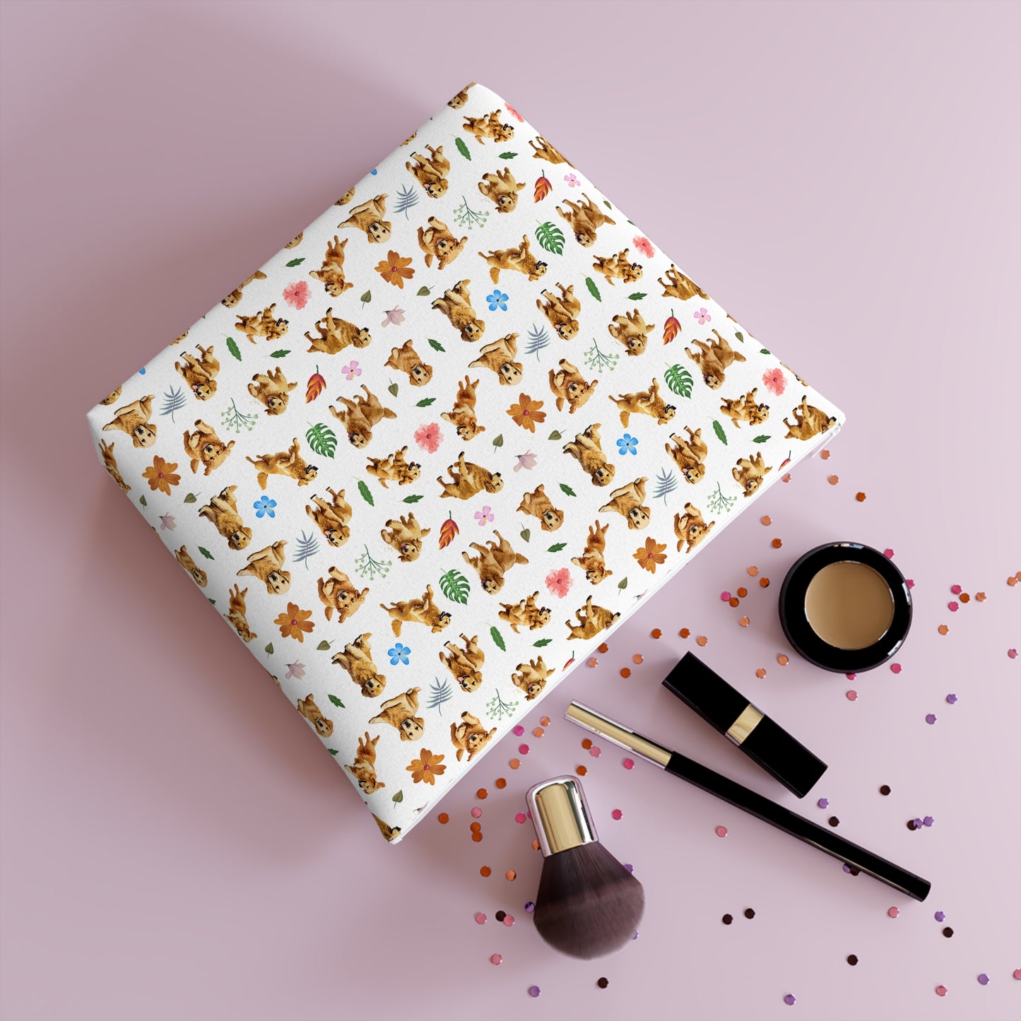 Golden Retriever Print Cotton Cosmetic Bag/Make up Organizer & Travel Pouch