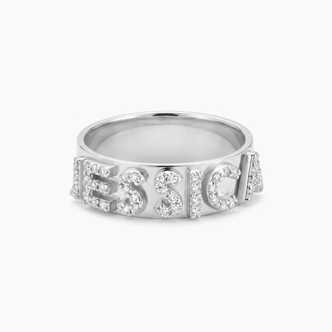 Custom Name Ring with Zirconia Stones