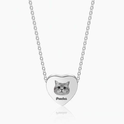 Custom Pet Portrait Heart Shaped Urn Necklace