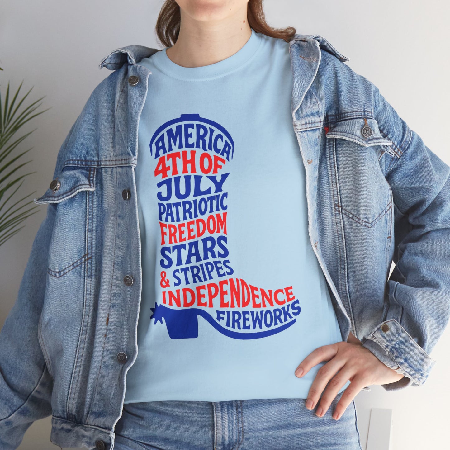 4th of July Cowboy Boot Words Graphic T-Shirt