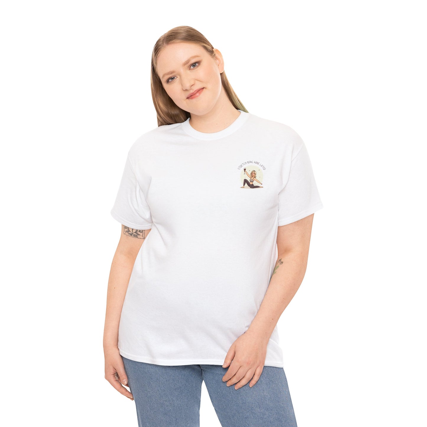 Stretch Now Wine Later Graphic T-Shirt (Blonde)