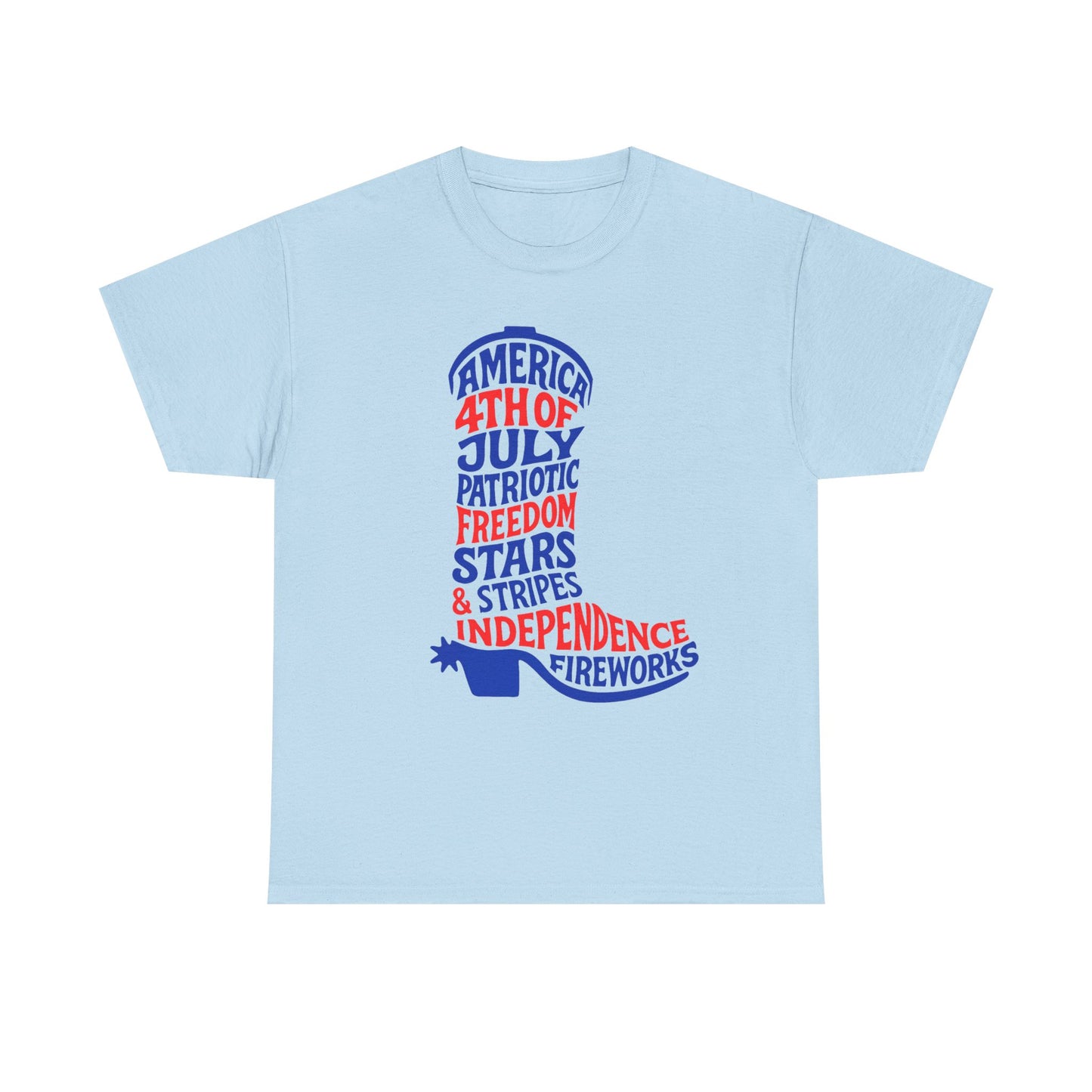 4th of July Cowboy Boot Words Graphic T-Shirt