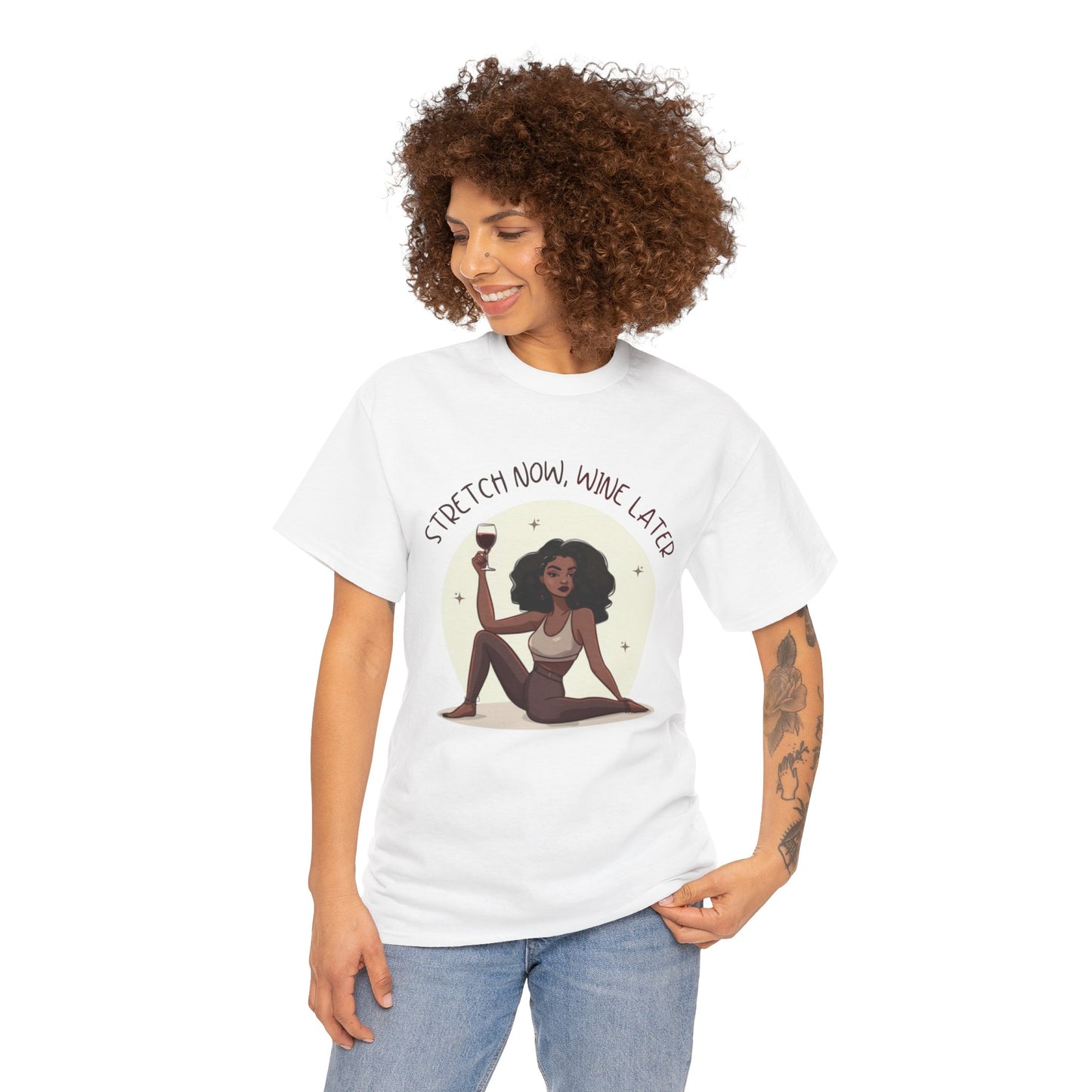 Yoga and Wine Lover Graphic T-Shirt (Black)