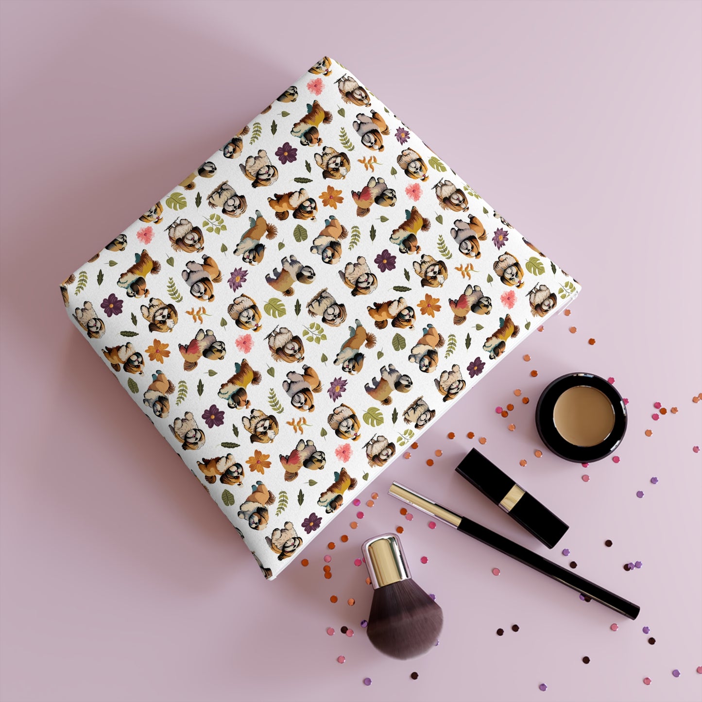 Shih Tzu Print Cotton Cosmetic Bag/Makeup Travel Pouch