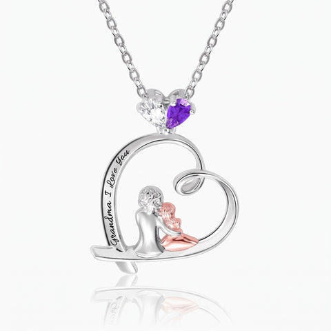 Personalized Mother and Daughter Heart Necklace