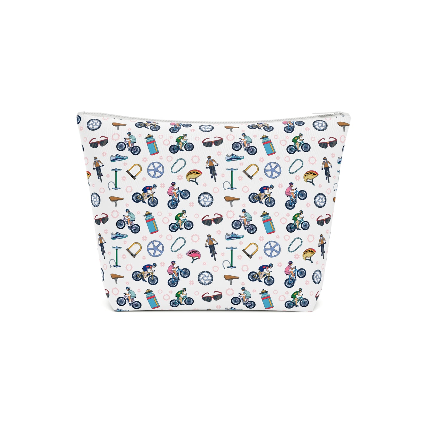 Mountain Biking Print Cotton Cosmetic Bag/Makeup Organizer & Travel Pouch