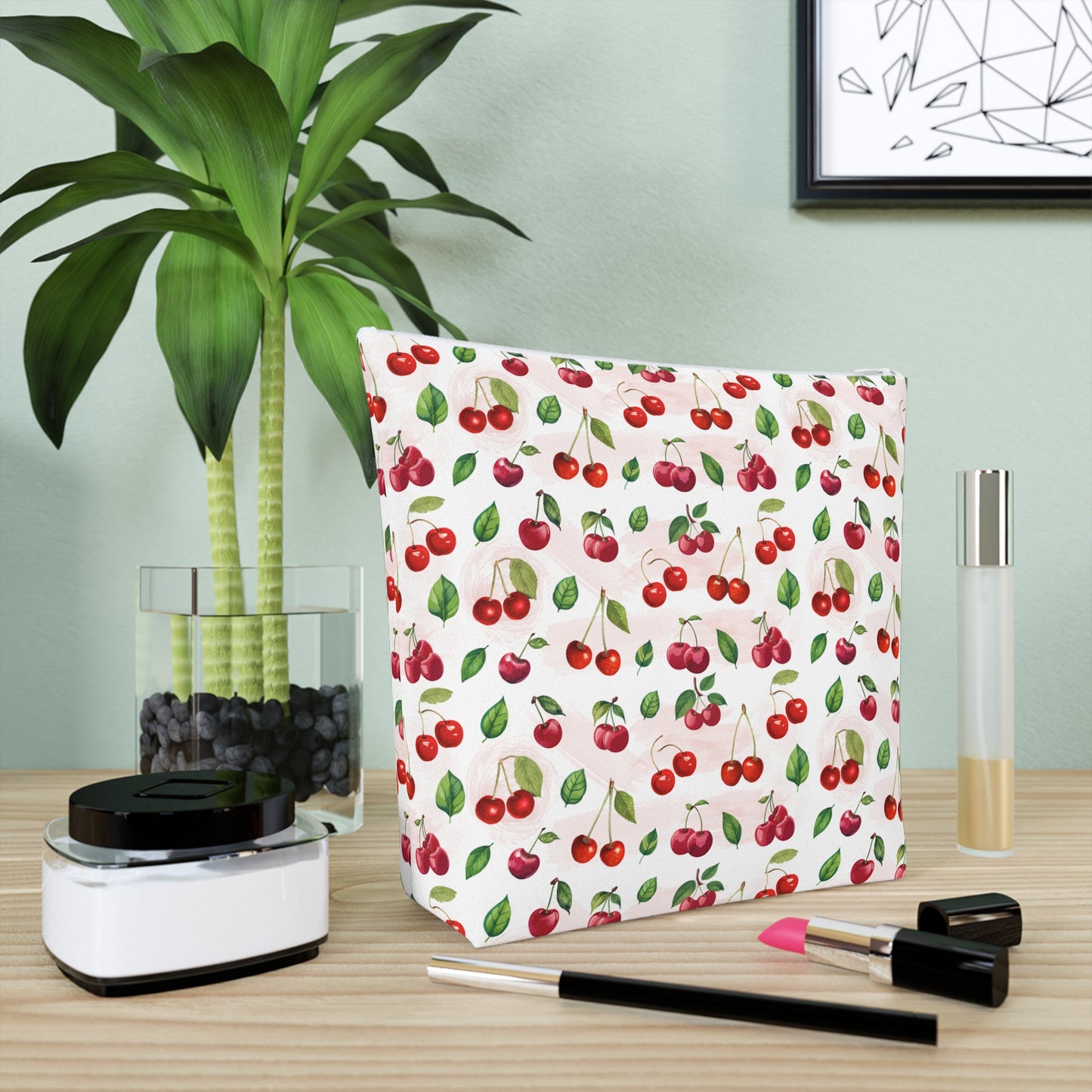 Cherry Print Cotton Cosmetic Bag/Makeup Travel Pouch