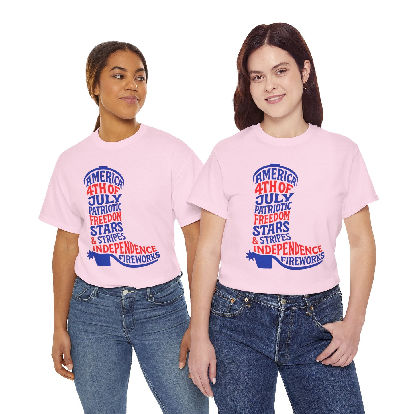 4th of July Cowboy Boot Words Graphic T-Shirt