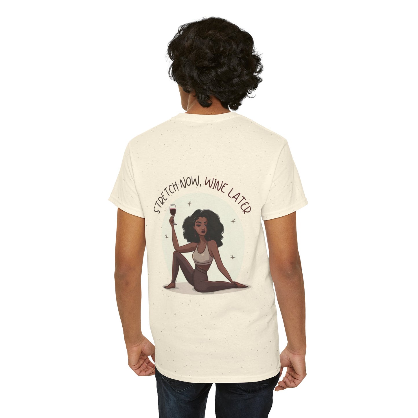 Yoga and Wine Lover Graphic T-Shirt (Black)